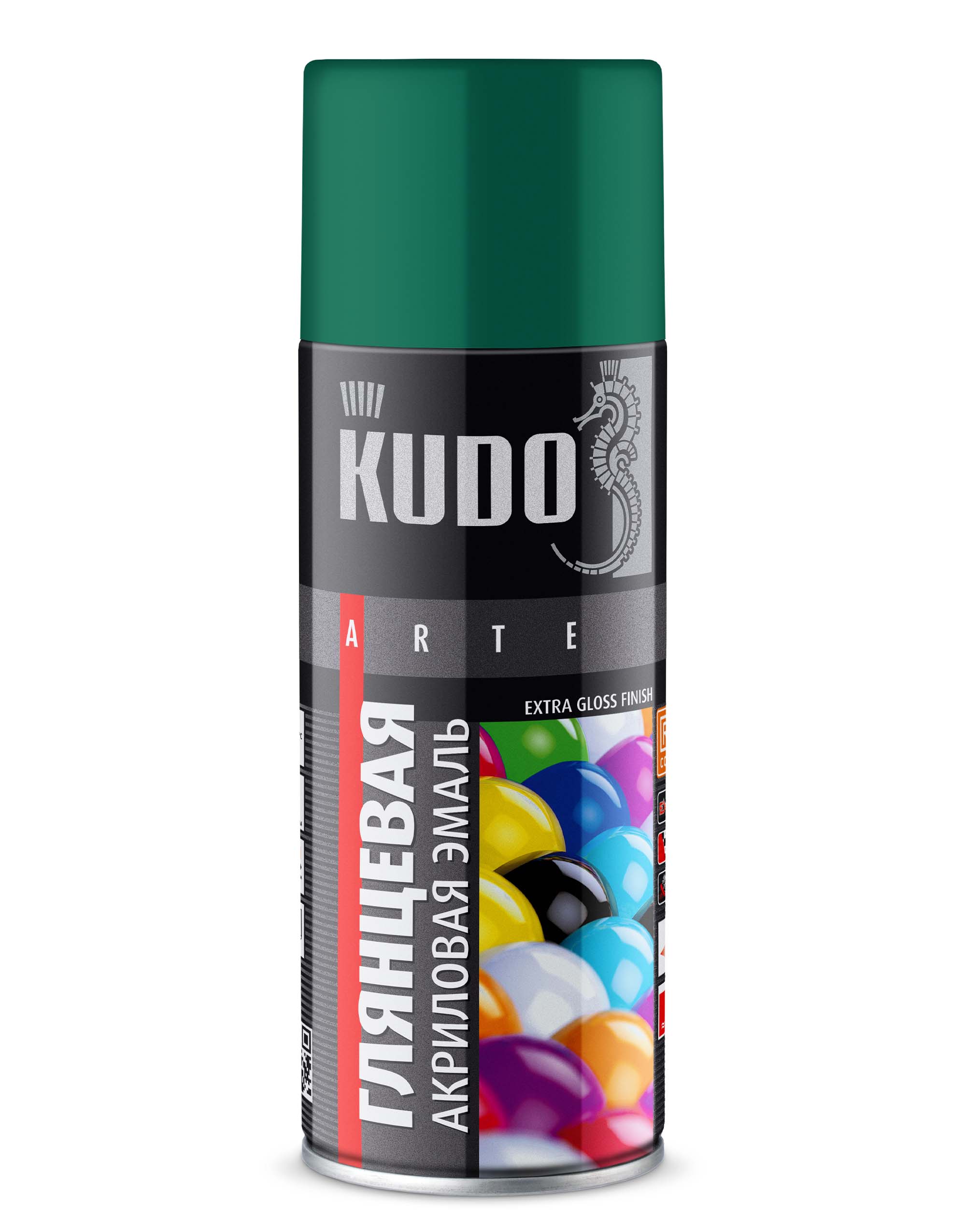 KUA6016 — Эмаль универсальная KUDO акриловая быстросохнущая RAL Тёмно-зелёная глянцевая RAL 6016 KUDO