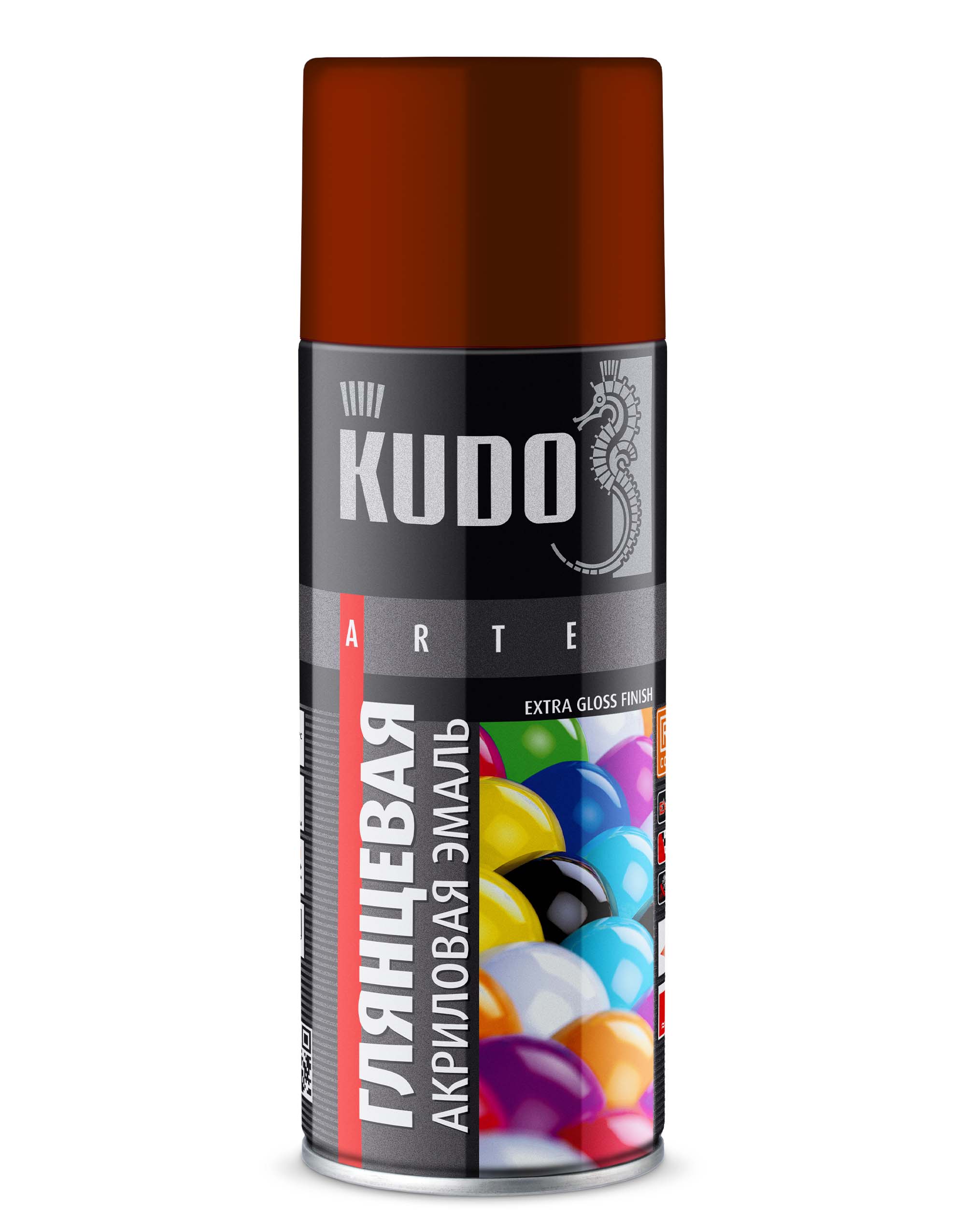KUA8012 — Эмаль универсальная KUDO акриловая быстросохнущая RAL Красно-коричневая глянцевая RAL 8012 KUDO