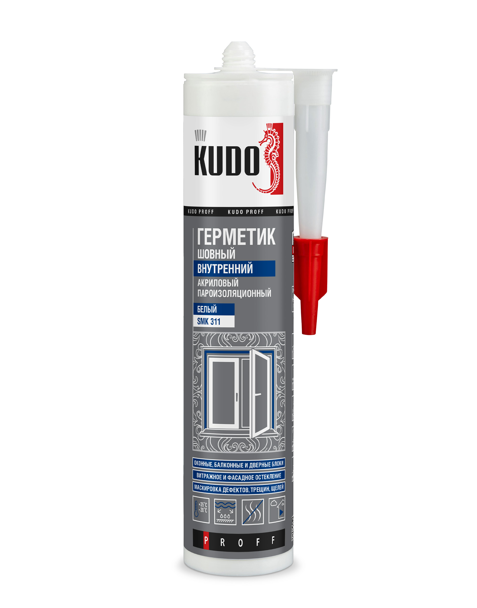 SMK311 — Герметик акриловый KUDO PROFF пароизоляционный шовный внутренний белый SMK-311 KUDO