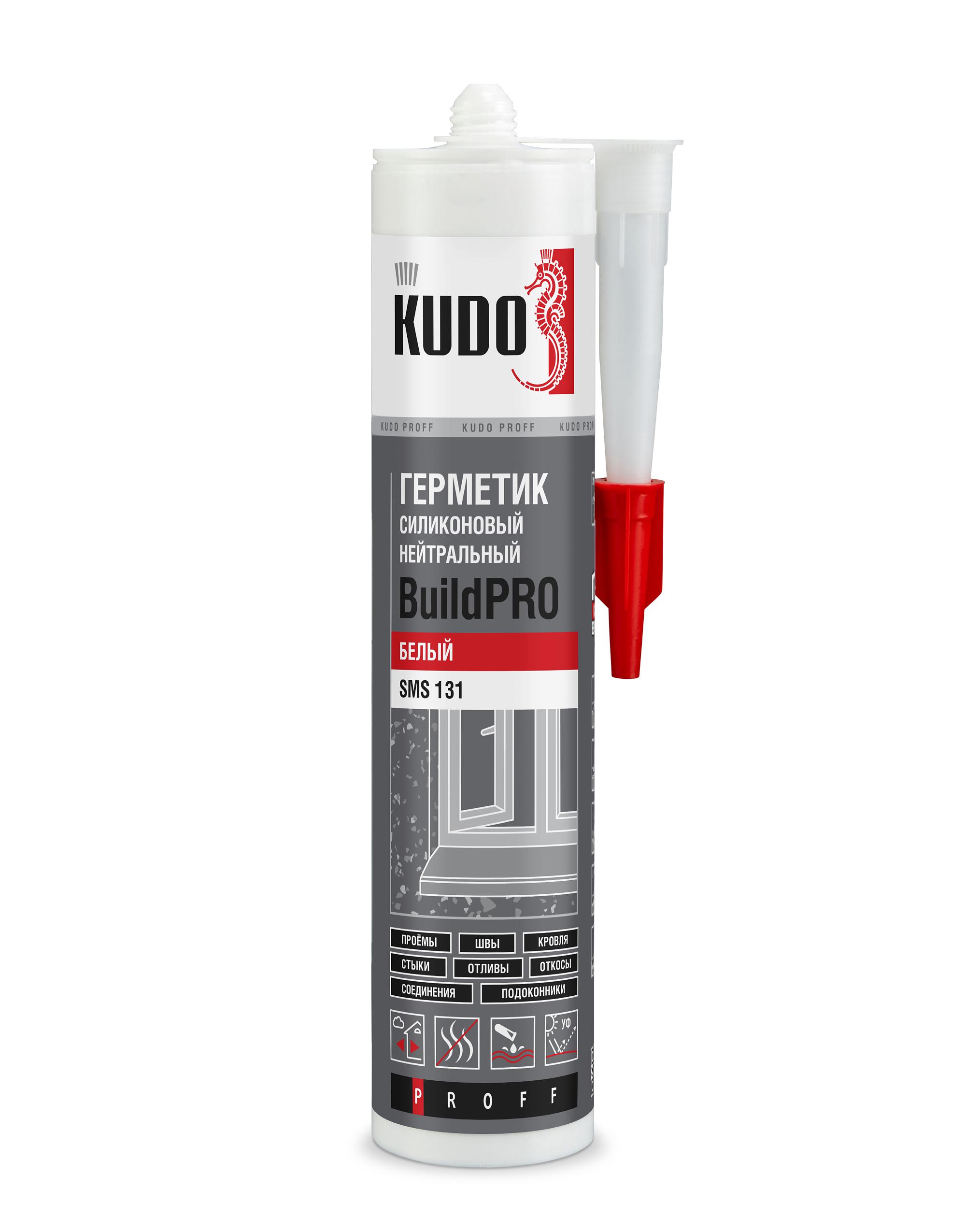 SMS131 — Герметик силиконовый KUDO PROFF BUILDPRO нейтральный белый SMS-131 KUDO