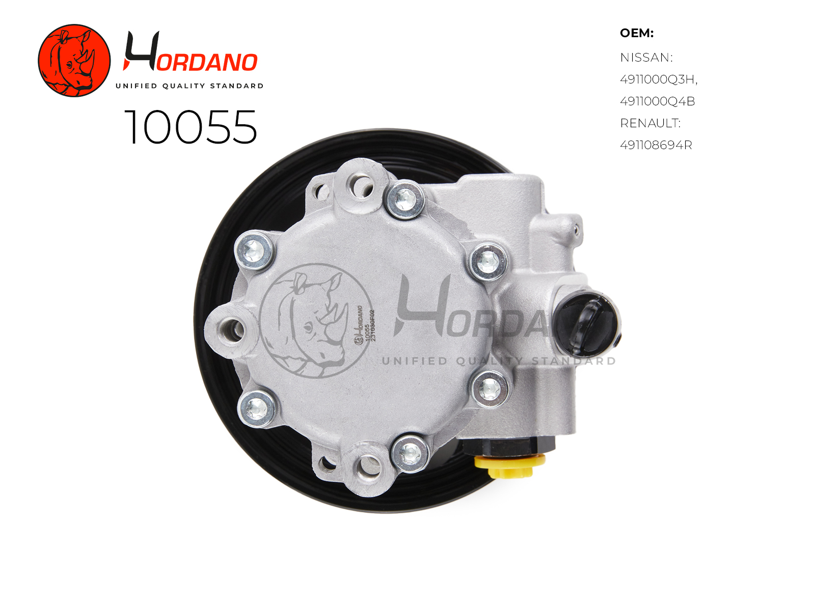 10055 — Насос ГУР\ NISSAN ALMERA (G15RA)/ LADA LARGUS/ RENAULT DUSTER/ LOGAN/STEPWAY II (L8_) (давление 10±0 HORDANO
