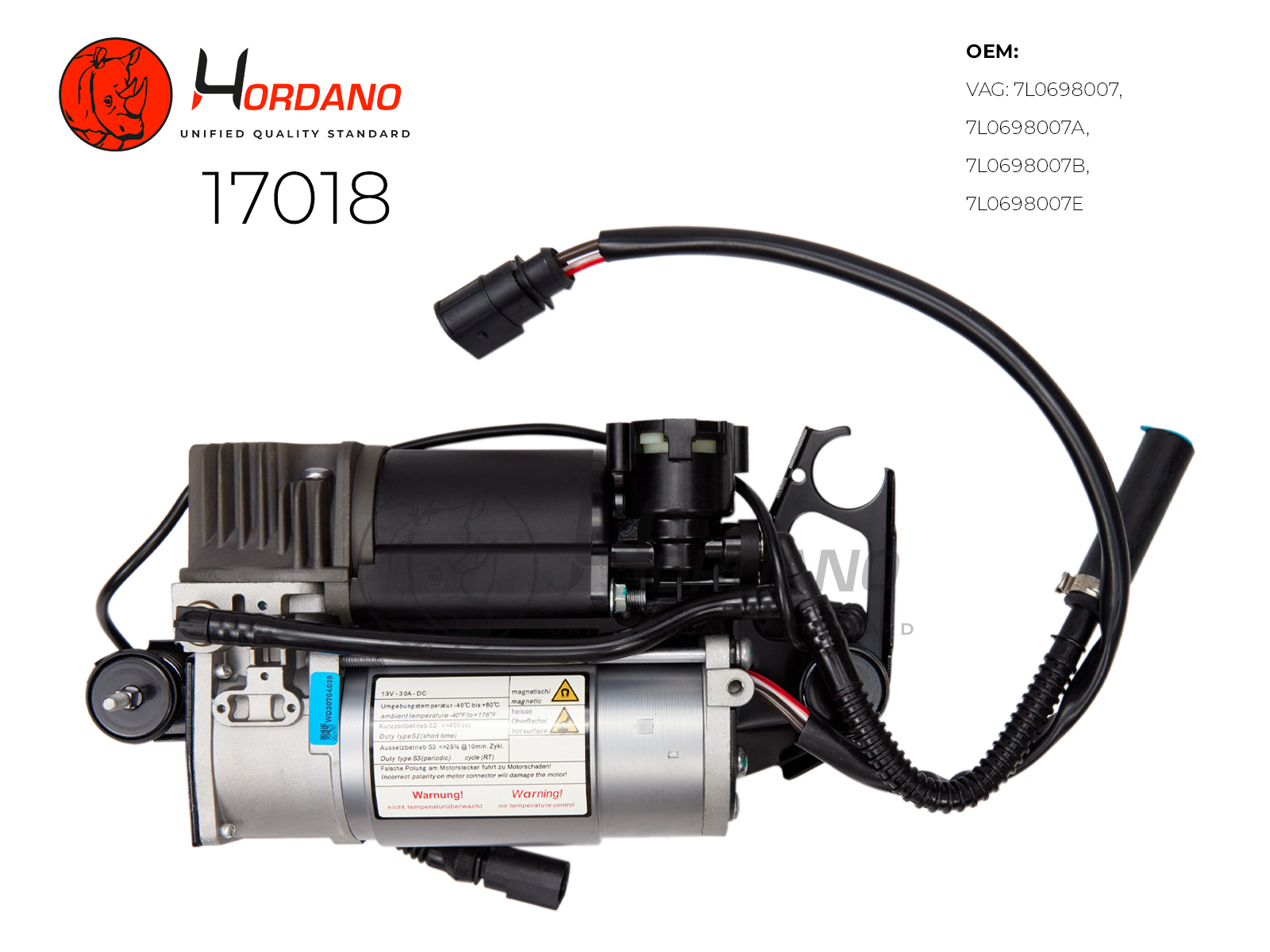 17018 — Компрессор пневматической подвески\ VOLKSWAGEN TOUAREG CR (2018-н.в.) HORDANO