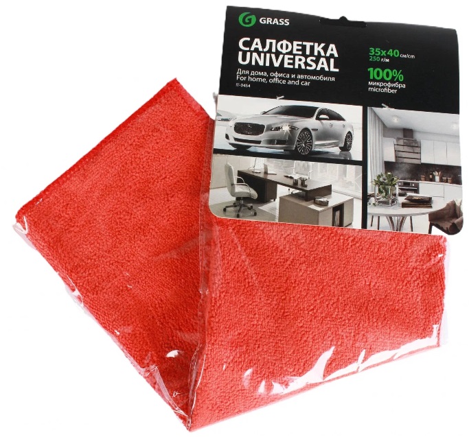 IT0645 — Салфетка микрофибра 220 г/м 30*30 красная GRASS