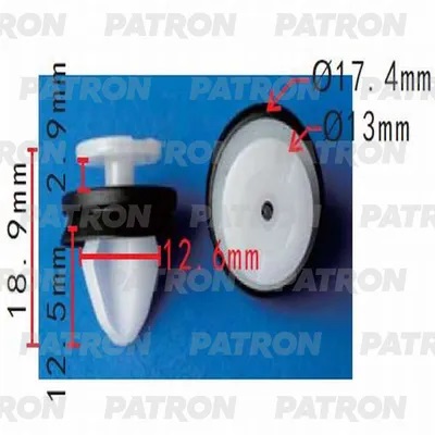 P370272 — КЛИПСА ПЛАСТМАССОВАЯ CITROEN, PEUGEOT, RENAULT, АВТОВАЗ ПРИМЕНЯЕМОСТЬ ВНУТРЕННЯЯ ОТДЕЛКА - ДВЕРИ PATRON