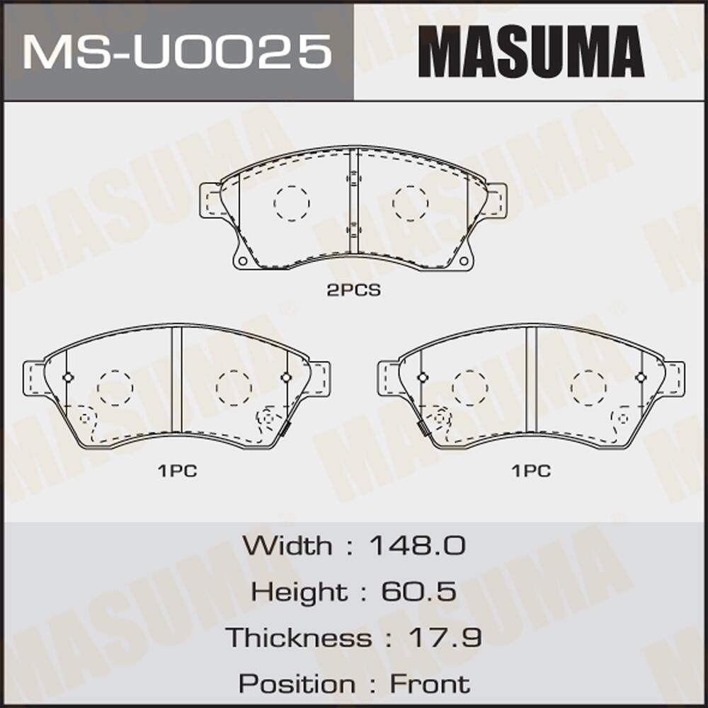 MSU0025 — Колодки тормозные MASUMA