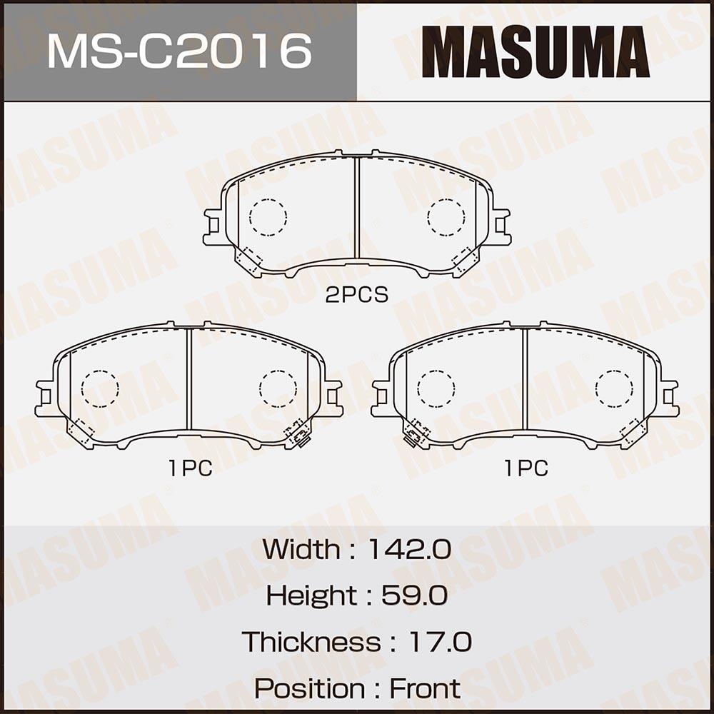 MSC2016 — Колодки передние NISSAN QASHQAI MASUMA MS-C2016 MASUMA