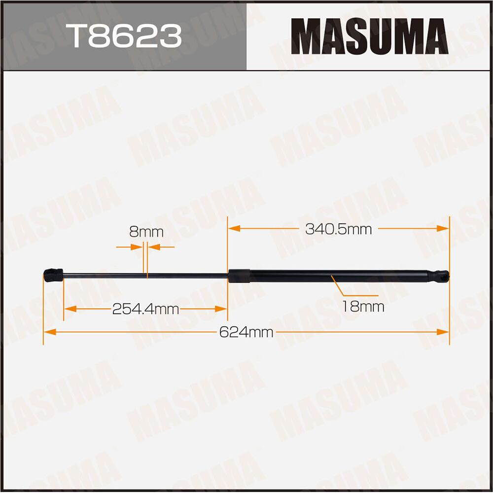 T8623 — Упор газовый багажника MASUMA, L=624mm  (1/40) MASUMA