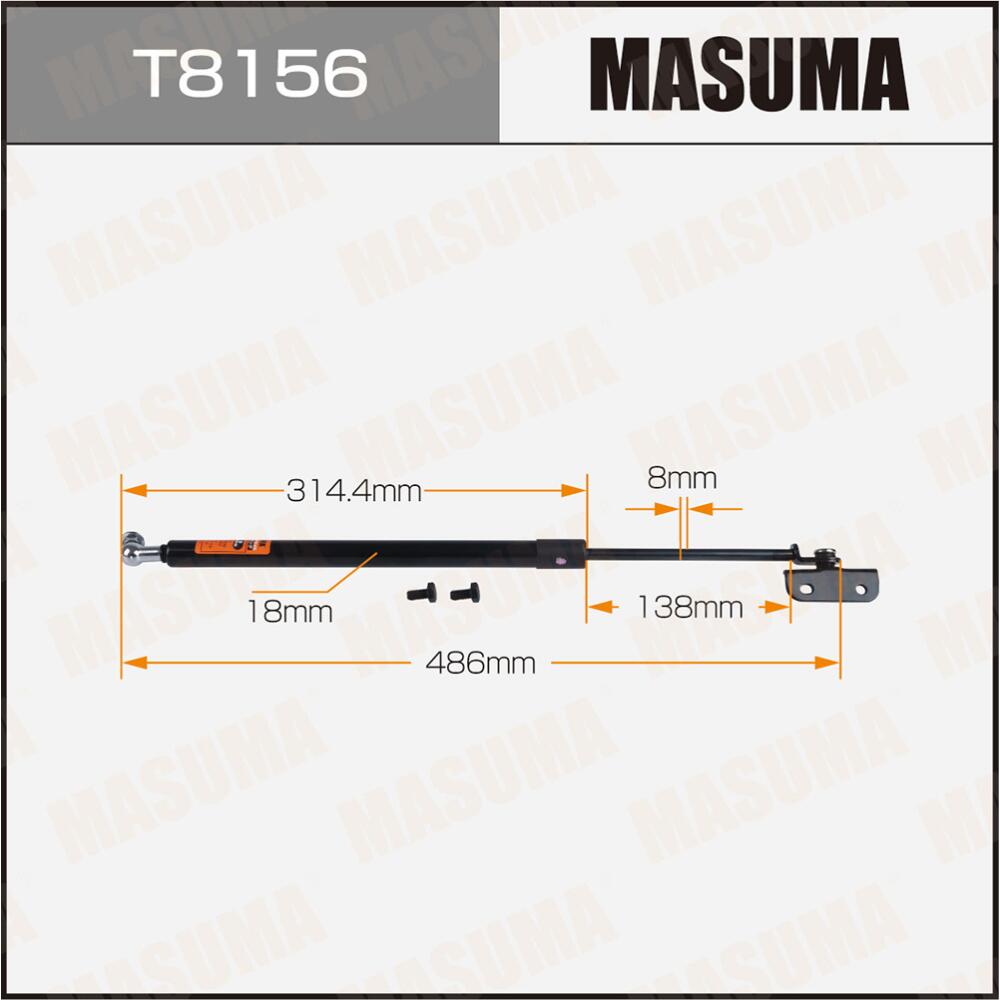 T8156 — Упор газовый капота MASUMA,  L=486mm  (1/40) MASUMA