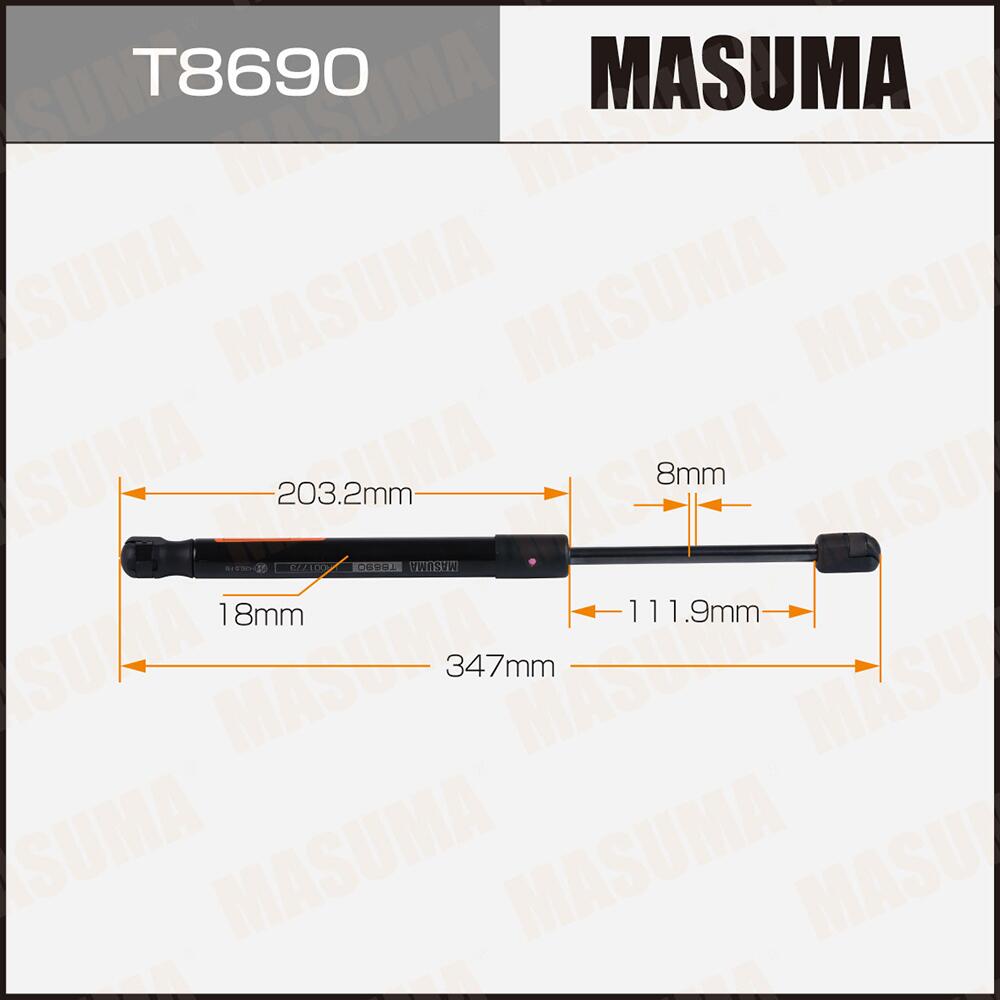 T8690 — Упор газовый капота MASUMA,  L=347mm  (1/40) MASUMA
