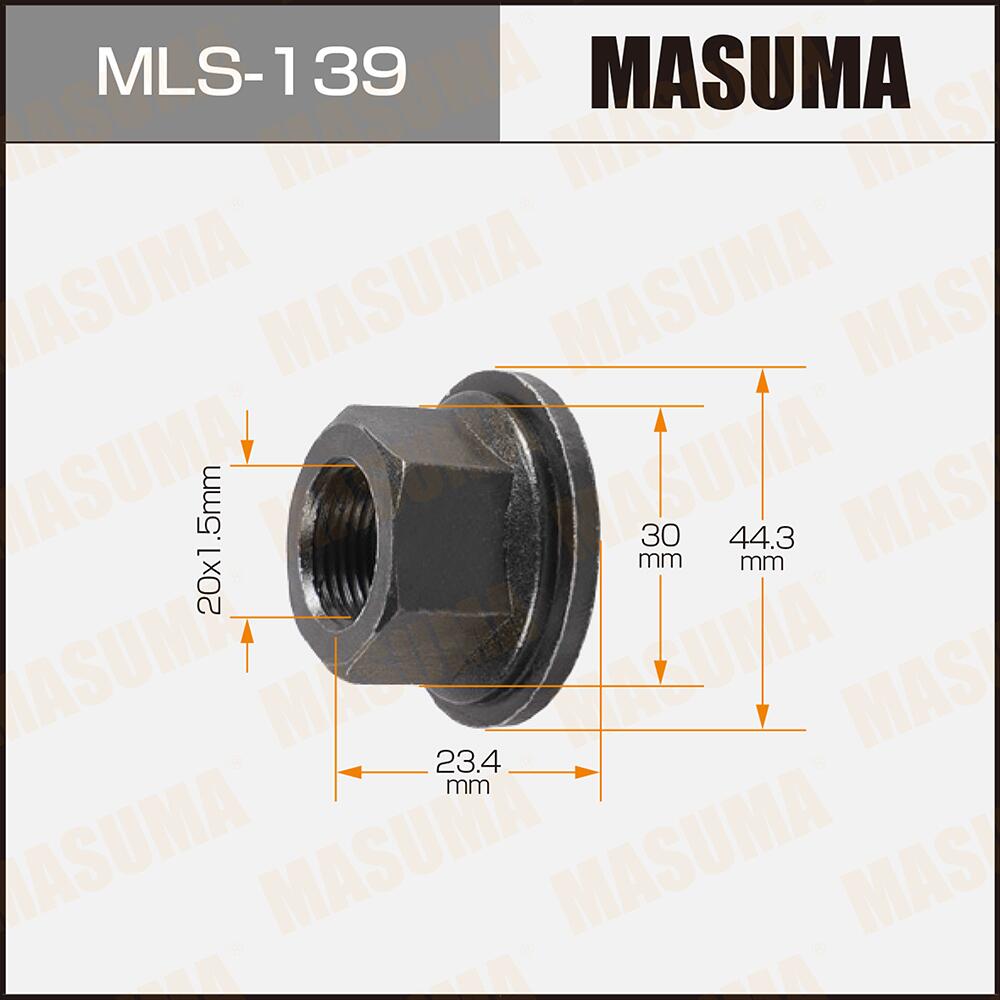 MLS139 — Гайка для грузовика MASUMA  20x1.5мм, L=23.4мм, под ключ=30мм / OEM_90179-20020 MASUMA