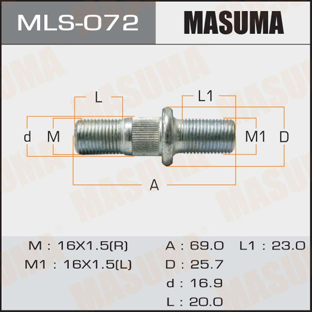 MLS072 — MLS072 шпилька для грузовика MASUMA  OEM9094202051 TOYOTA MASUMA