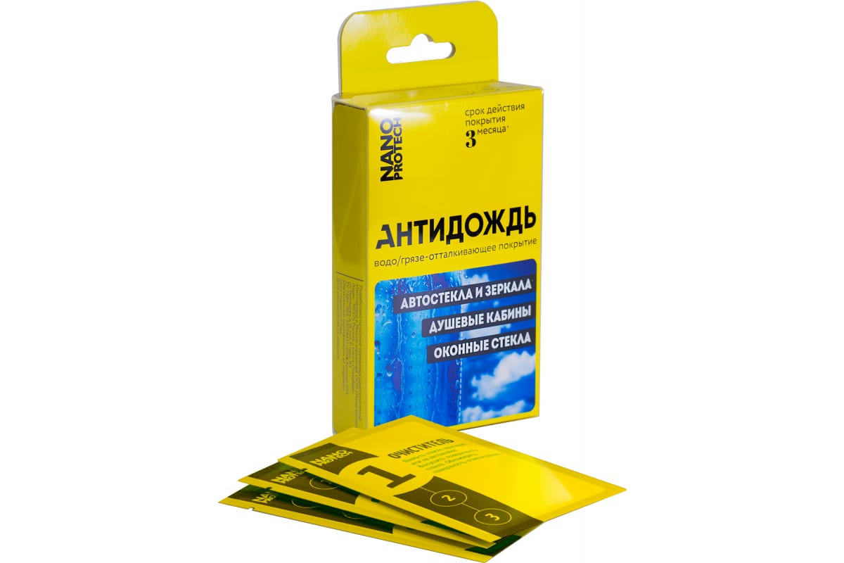 115 — Супер антидождь NANOPROTECH, комплект салфеток для обработки автомобил NANOPROTECH