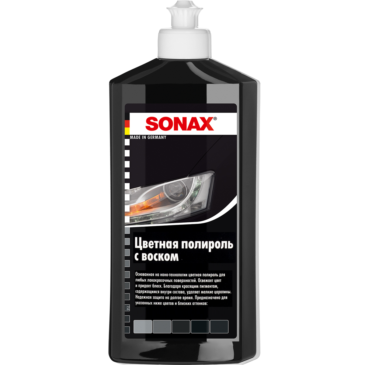 296100 — Цветной полироль с воском SONAX черный NanoPro 0,5л 296100 SONAX