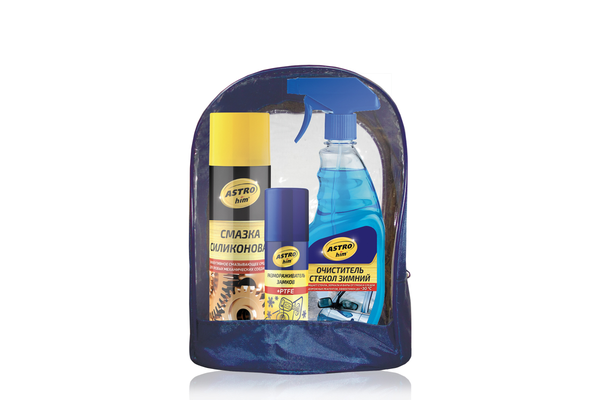38433 — Зимний подарочный набор Astrohim Ас-512 очиститель стекол, силиконовая смазка, размораживатель замков 38433 АСТРОХИМ