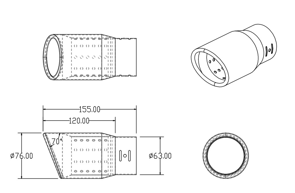 A0701010 — Насадка на глушитель 76х150х63мм хром ARNEZI