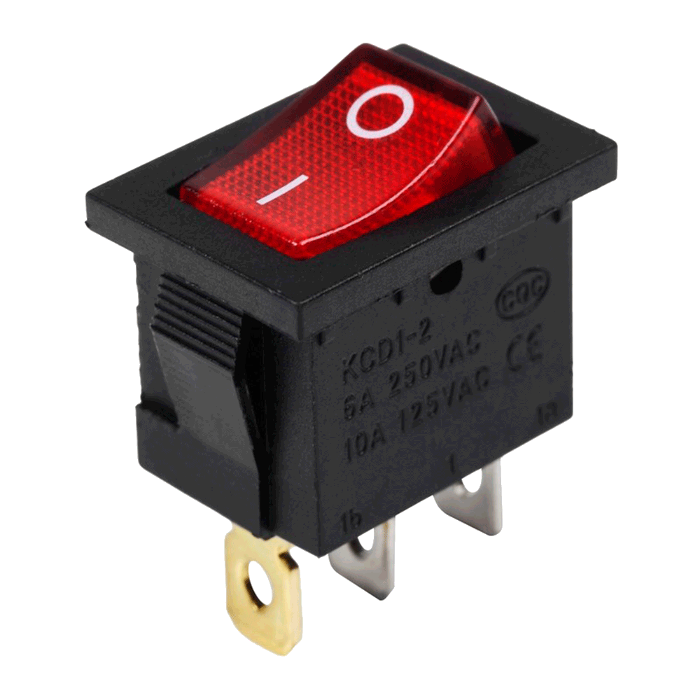 362165 — Выключатель клавишный Mini красный 24V 15А (3с) ON-OFF-ON REXANT REXANT