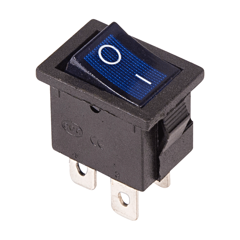 362191 — Выключатель клавишный Mini с подсветкой синий 250V 6А (4с) ON-OFF-ON REXANT REXANT