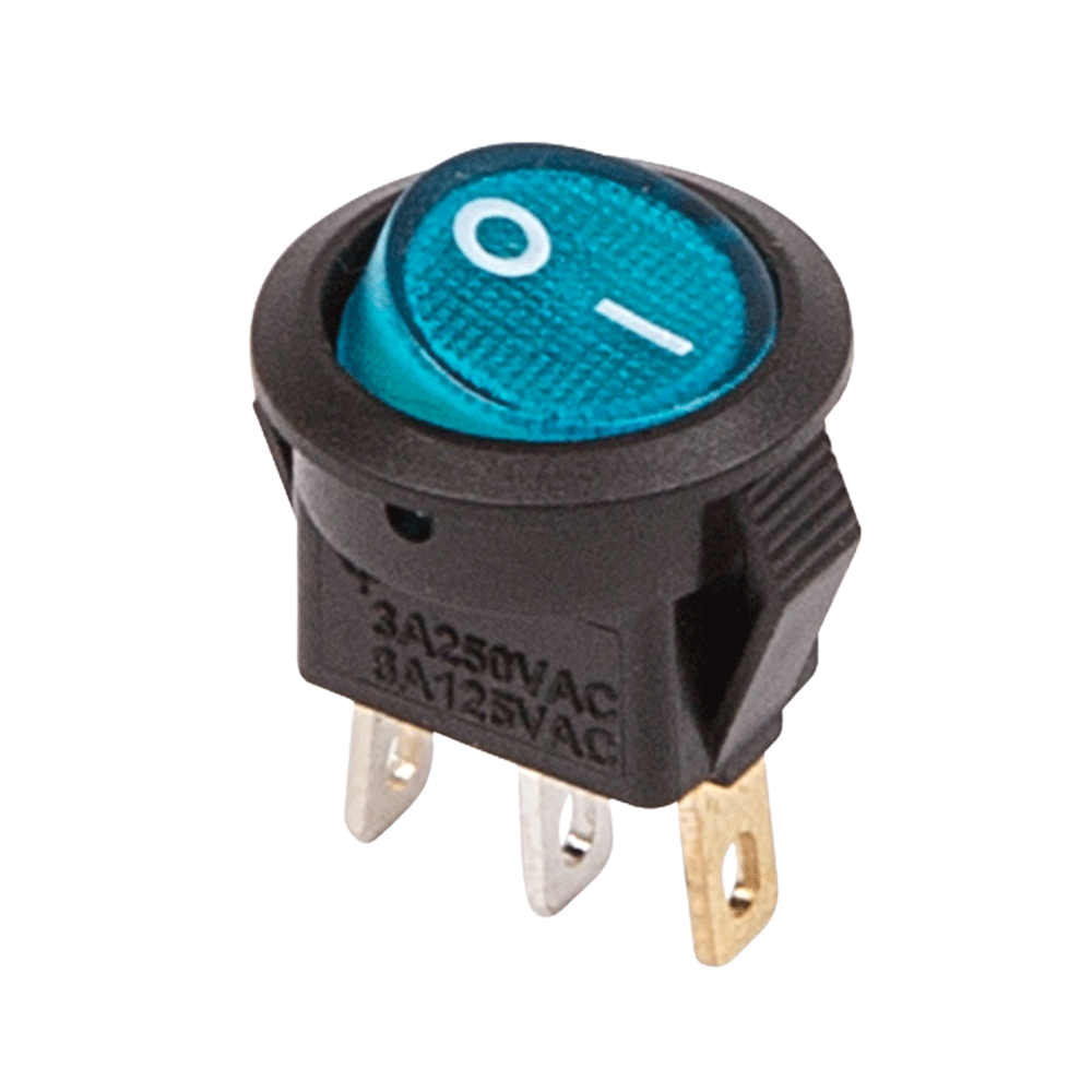 362531 — Выключатель клавишный круглый Micro синий 250V 3А (3с) ON-OFF REXANT REXANT