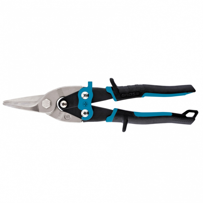 78325 — Ножницы по металлу Gross Piranha, 250 мм, прямой рез, сталь CrMo, двухкомпонентные рукоятки GROSS