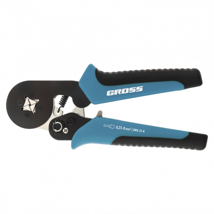 17724 — Клещи (пресс-клещи) GROSS для обжима наконечников электропроводов с сечением 0,25-8 мм2 GROSS