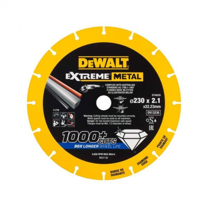 DT40255QZ — Алмазный диск отрезной DeWALT DT40255, по металлу 230 x2 DEWALT