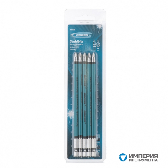 11203 — Набор бит GROSS PH2 х 150, сталь S2,5 шт GROSS