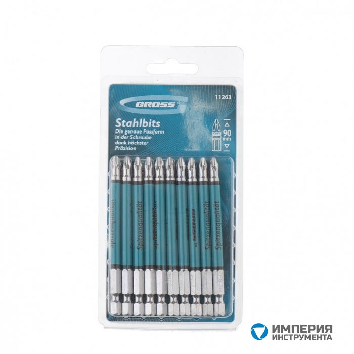 11263 — Набор бит GROSS PH2 х 90, сталь S2, 10 шт GROSS