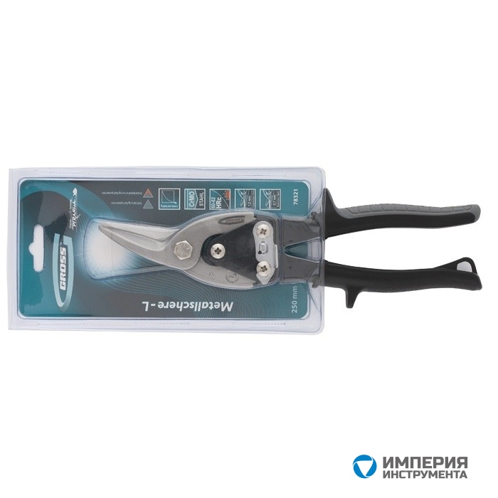 78321 — Ножницы по металлу GROSS "PIRANHA", 250 мм, прямой и левый рез, сталь СrMo, двухкомпонентные рукоятки GROSS