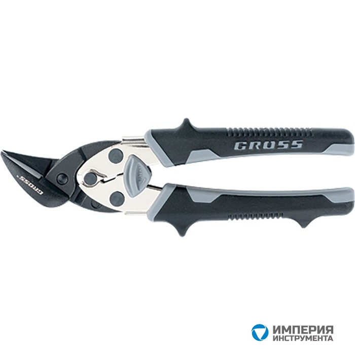 78359 — Ножницы по металлу GROSS "PIRANHA", 185 мм, прямой и левый рез, сталь-СrM, двухкомпонентные рукоятки GROSS