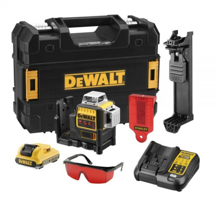 DCE089D1RQW — Самовыравнивающийся линейный КРАСНЫЙ лазерный уровень DeWALT DCE089D1R DEWALT
