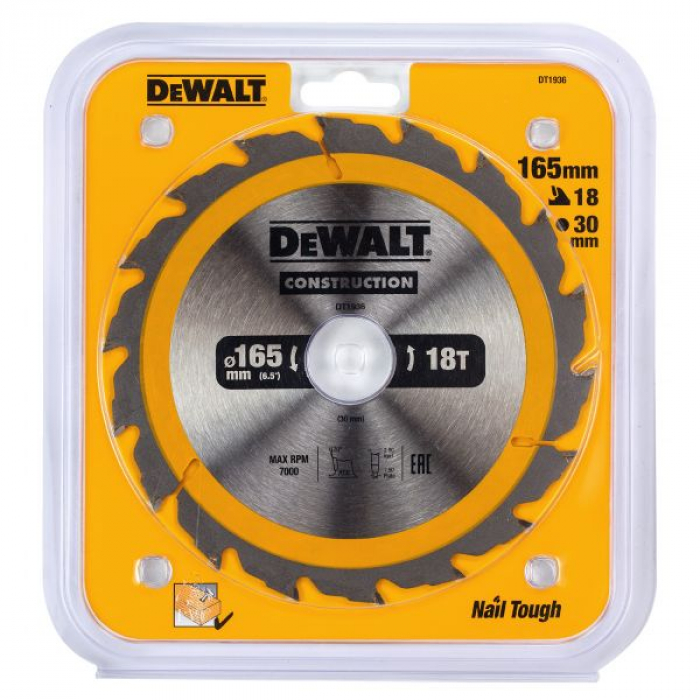 DT1936QZ — Пильный диск DeWALT CONSTRUCTION DT1936, 165/30 мм. DEWALT