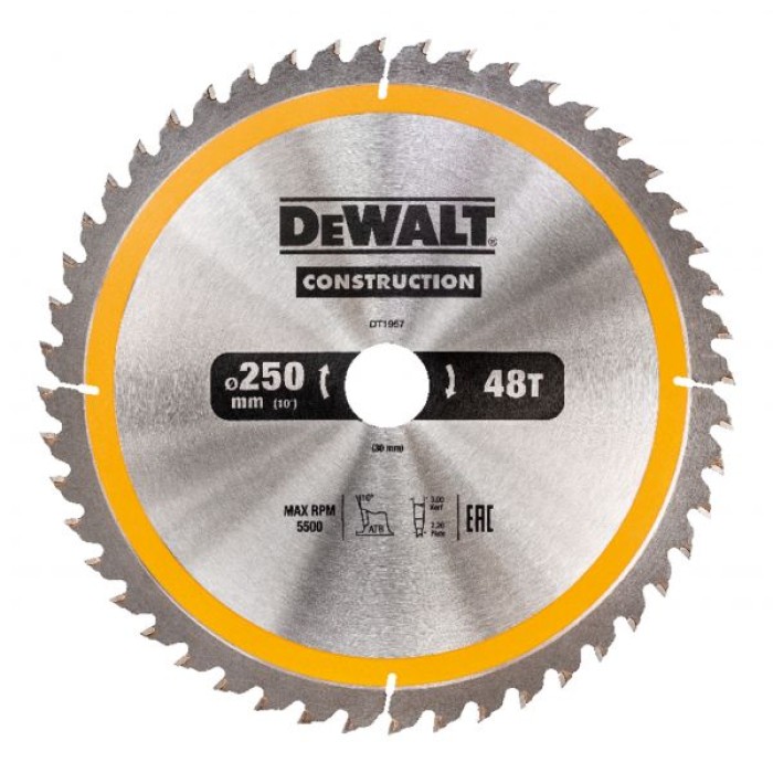 DT1957QZ — Пильный диск DeWALT CONSTRUCT DT1957, 250/30 мм. DEWALT