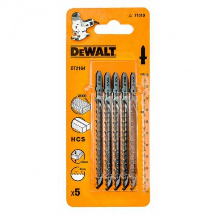 DT2164QZ — Пилка для лобзика по дереву из высокоуглеродистой стали DeWALT DT2164, HCS, 100 x 68 x 4.0 x 60 мм, T101D, 5 шт. DEWALT