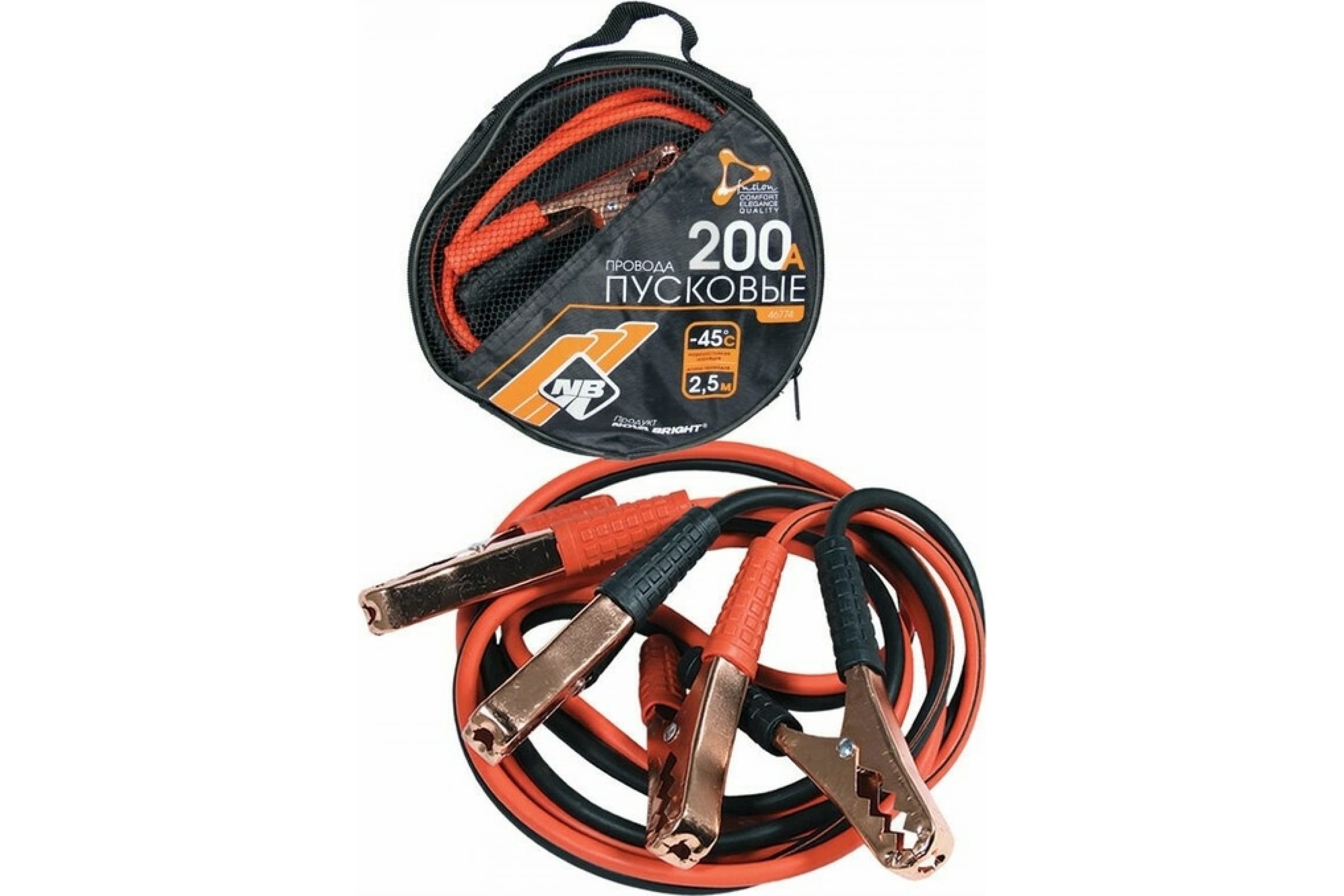 46774 — Пусковые провода Nova Bright 200 А, морозостойкие, в сумке, 2.5 м 46774 NOVA BRIGHT