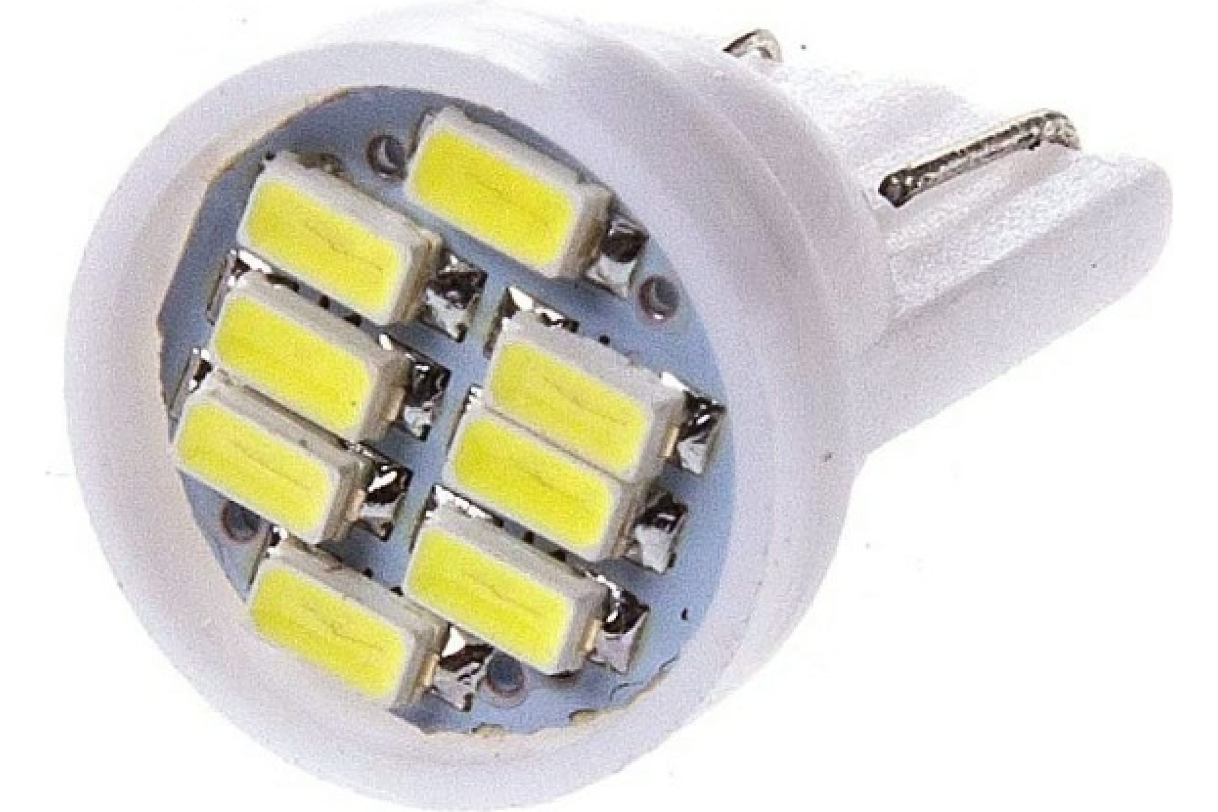 S08202007 — Автолампа диод SKYWAY T10W5W 24V 8 SMD диодов 1-конт белая салон, габариты, номер, стопы S08202007 SKYWAY