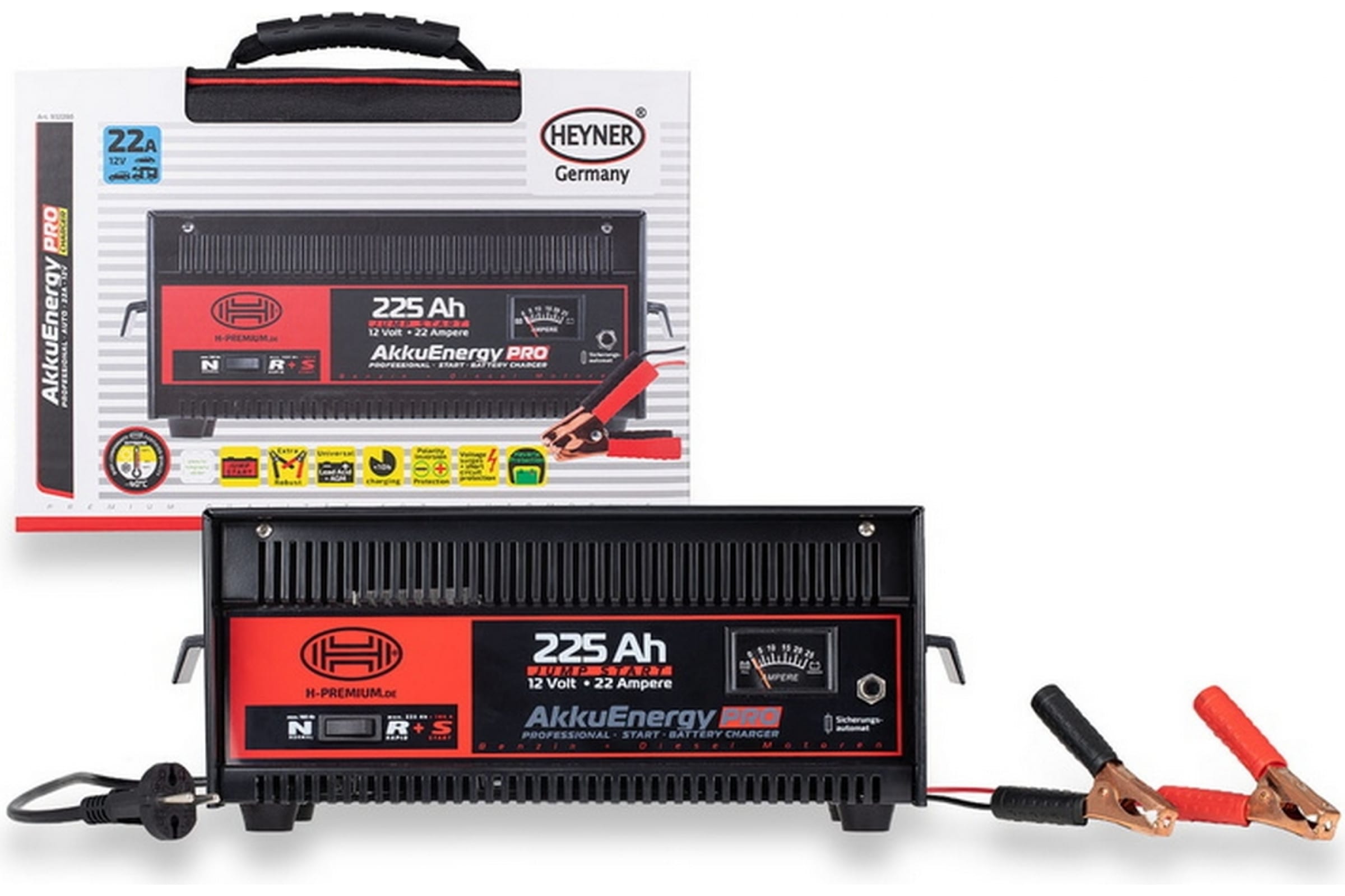 932280 — Зарядно-пусковое устройство Heyner AkkuEnergy 22 А, 12 В, 30-225 Aч 932280 HEYNER