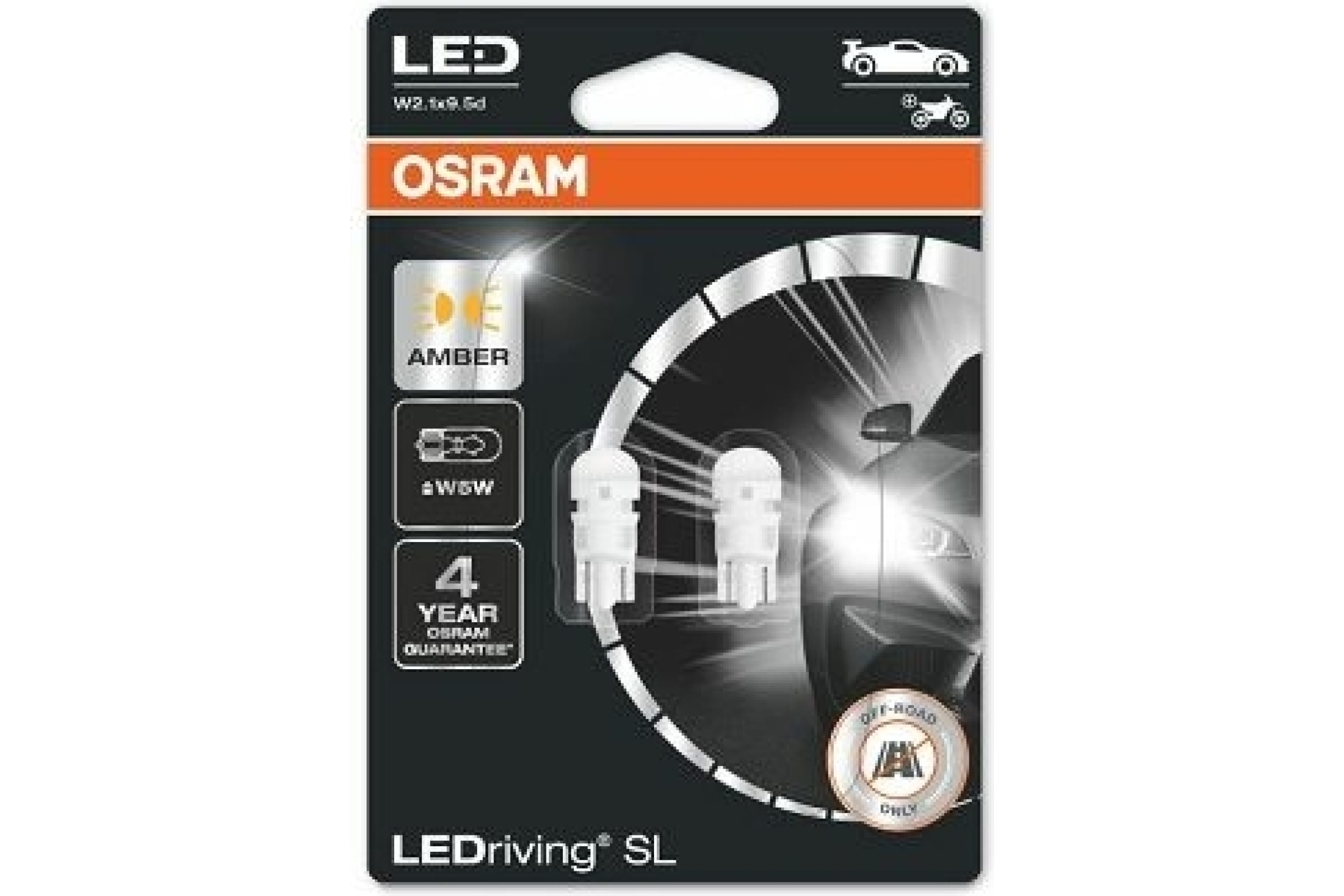2827DYP02B — Лампа светодиодная Osram LEDriving SL ? W5W (0,5W 12V W2.1x9.5d) 2шт. (блистер) OSRAM