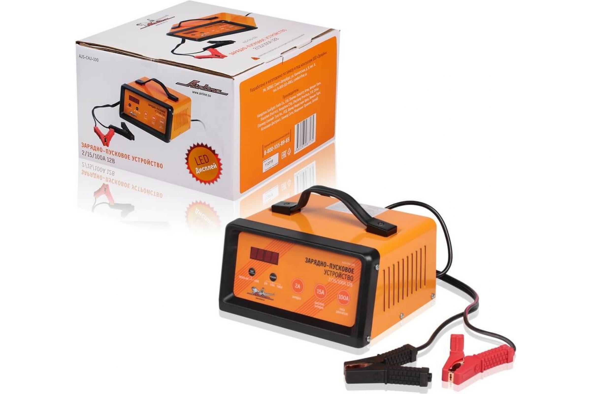 AJSCHJ100 — Зарядно-пусковое устройство 2/15/100А 12В, LED дисплей, трансформаторное (AJS-CHJ-100) AIRLINE
