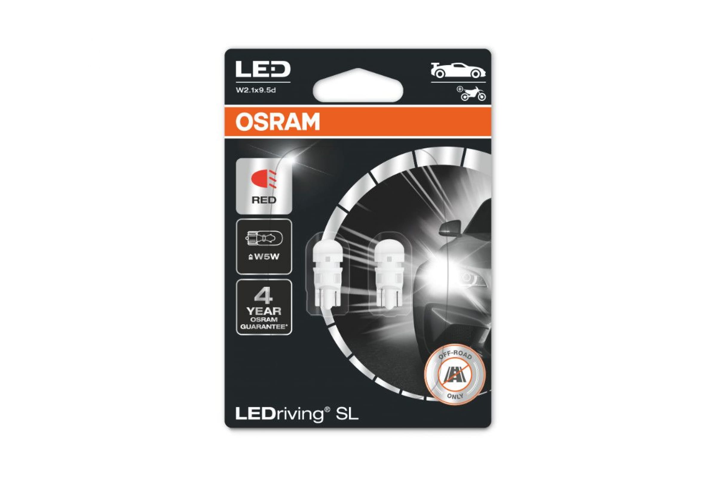 2825DRP02B — Лампа светодиодная Osram LEDriving SL ? W5W (0,6W 12V W2.1x9.5d) 2шт. (блистер) OSRAM