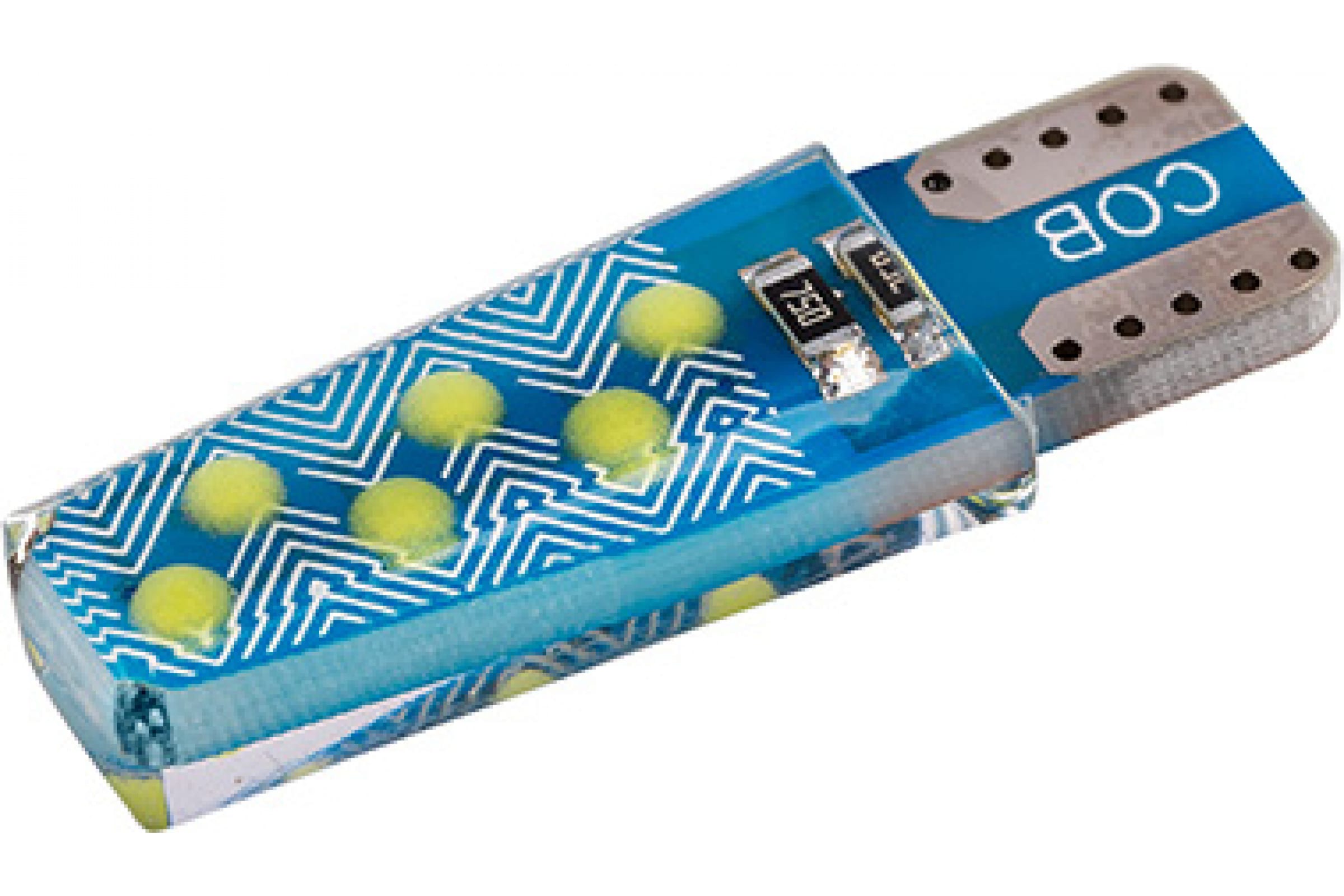 S08201510 — Автолампа SKYWAY диод T10 (W5W) 12V 12 COB диодов без цоколя, 1-конт белая S08201510 SKYWAY