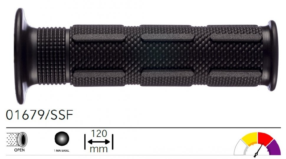 01679SSF — _01679/SSF грипсы 2шт ROAD GRIPS KAWASAKI BLACK SUPER SOFT OPEN L.120mm ARIETE