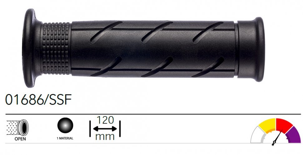 01686SSF — _01686/SSF грипсы 2шт ROAD GRIPS HONDA BLACK SOFT OPEN L.120mm ARIETE