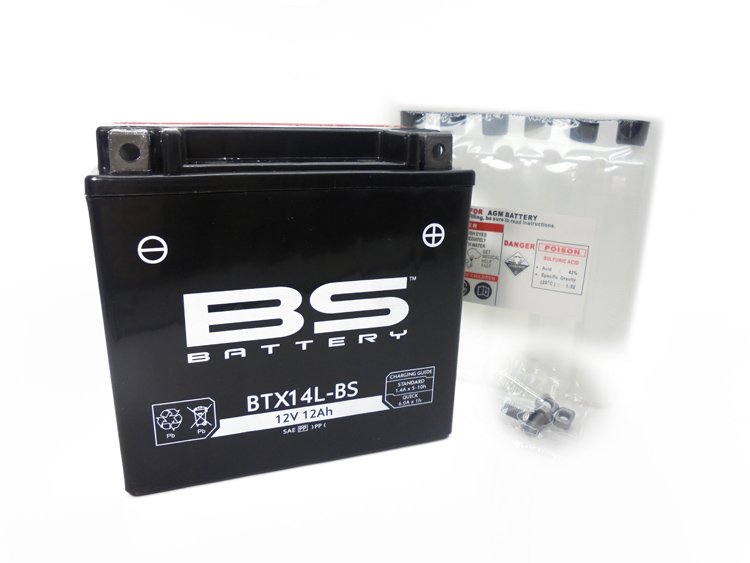 300605 — _BTX14L-BS Аккумулятор BS AGM, 12В, 12 Ач, 200 А 150x87x145, обратная (- / +), (YTX14L-BS) BS