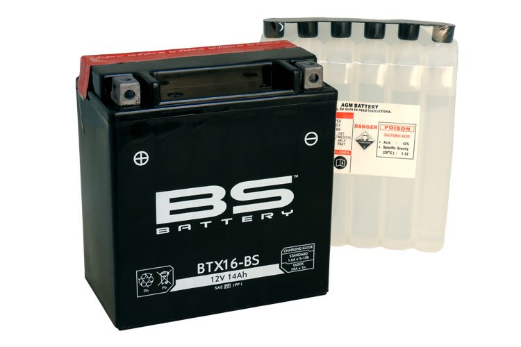 300609 — _BTX16-BS Аккумулятор BS AGM, 12В, 14 Ач  150x87x161, прямая ( +/- ), (YTX16-BS) BS