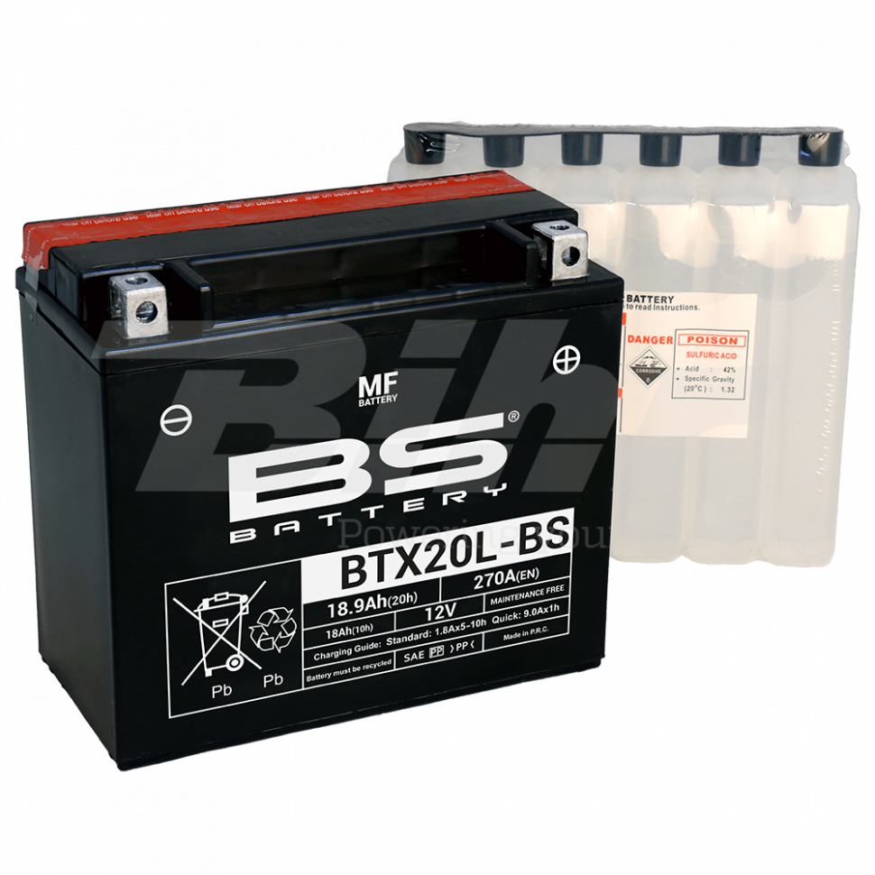 300610 — _BTX20L-BS Аккумулятор BS AGM, 12В, 18 Ач  175x87x155, обратная ( -/+ ), (YTX20L-BS) BS