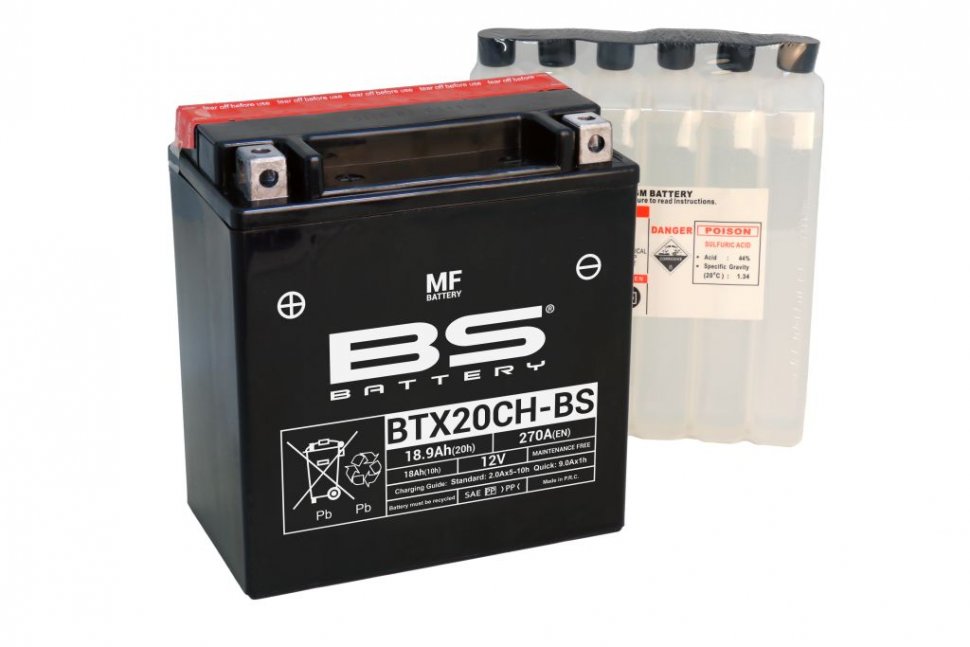 300616 — _BTX20CH-BS Аккумулятор BS AGM, 12В, 18 Ач 225 A  150x87x161, прямая ( +/- ), (YTX20CH-BS) BS