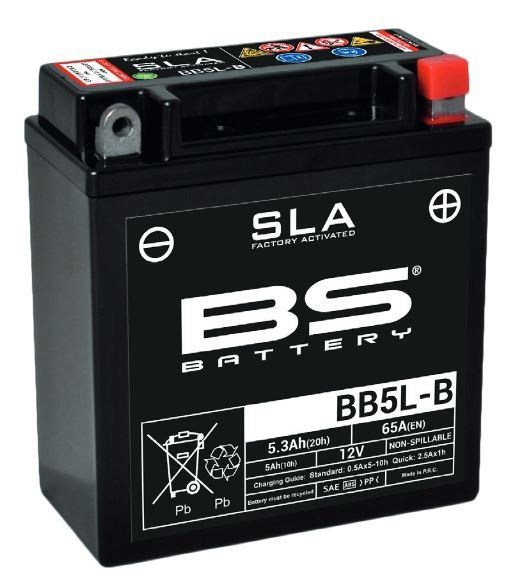 300671 — _BB5L-B (FA) Аккумулятор BS SLA, 12В, 5Ач, 65 А 120x60x130, обратная ( -/+ ) (YB5L-B) BS