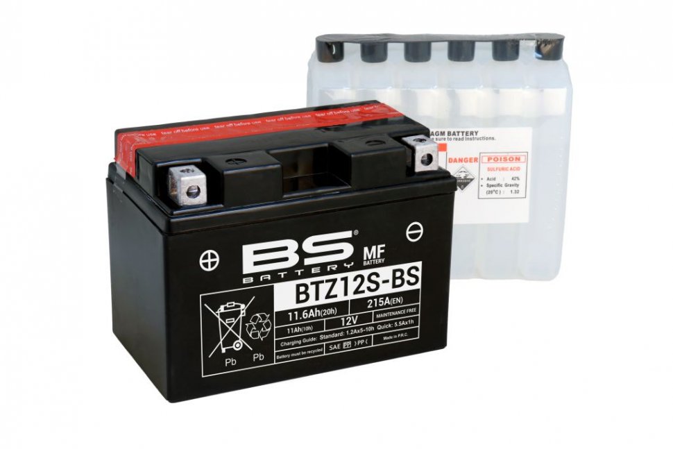 300697 — _BTZ12S-BS Аккумулятор BS AGM, 12В, 11 Ач 215 A  150x88x110, прямая ( +/- ), (YTZ12S) BS