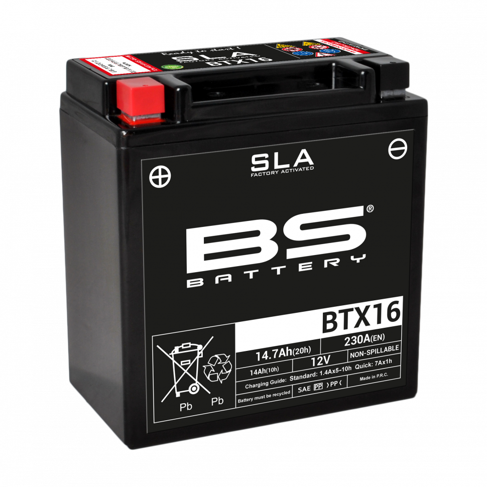 300763 — _BTX16 (FA) Аккумулятор BS SLA, 12В, 14 Ач, 230 А 150x87x161, прямая ( +/- ) BS