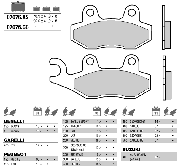 07076XS — Колодки тормозные BREMBO